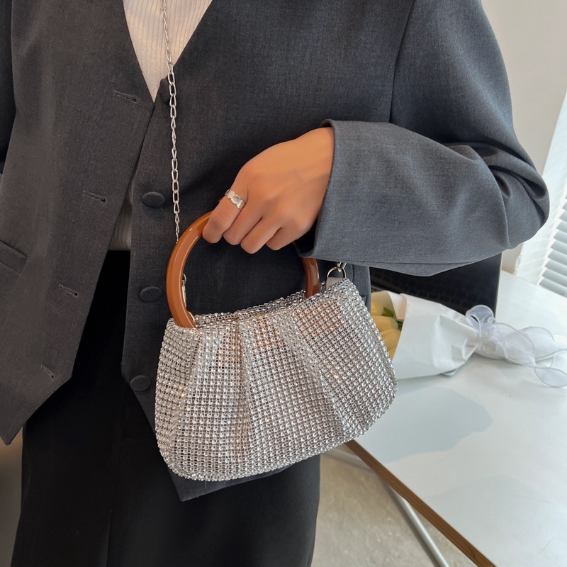 Túi Đeo JASMIN NOIR Chéo Nắp Gập Đính Kim Cương Giả Xinh Xắn Thời Trang Cho Nữ