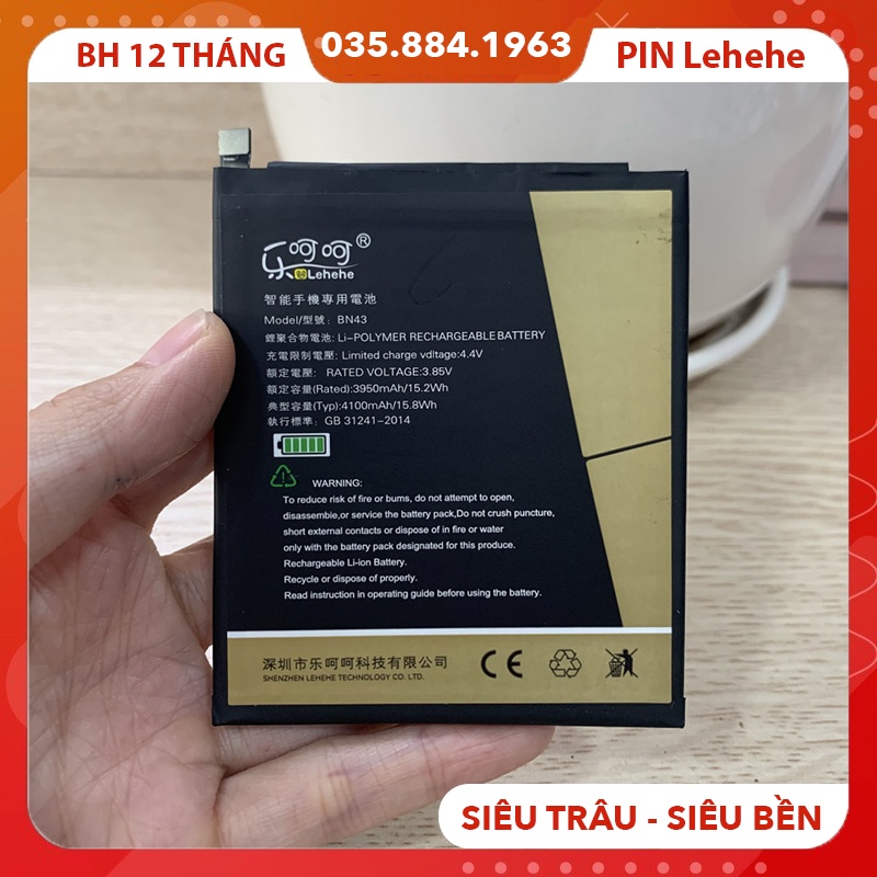 Pin Xiaomi Redmi Note 4X/ BN43 - PIN SIÊU TRÂU - Chính Hãng Lehehe - BH 12 Tháng