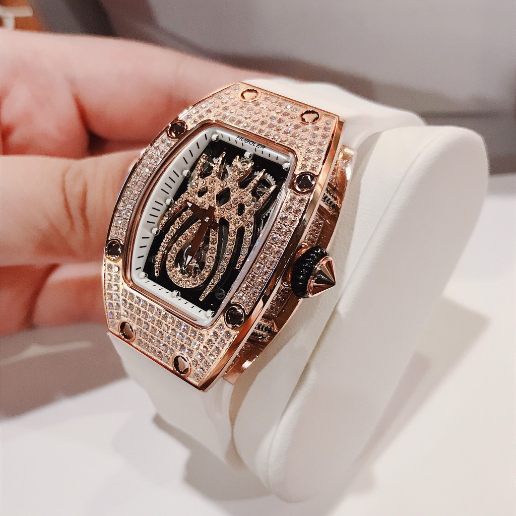 Đồng Hồ Nữ Authentic Huboler Màu White phiên bản tựa Richard miller Fullbox