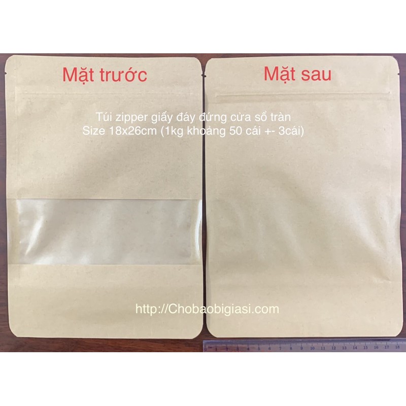 {1kg/size} Túi zipper giấy đáy đứng CỬA SỔ TRÀN (đủ size)