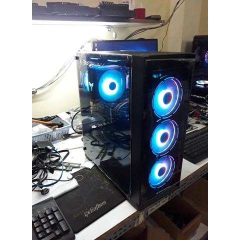 Case PC chơi game PUBG,FIFA4,DOTA2 LED RGB kính cường lực 2 mặt - Case PC chơi game