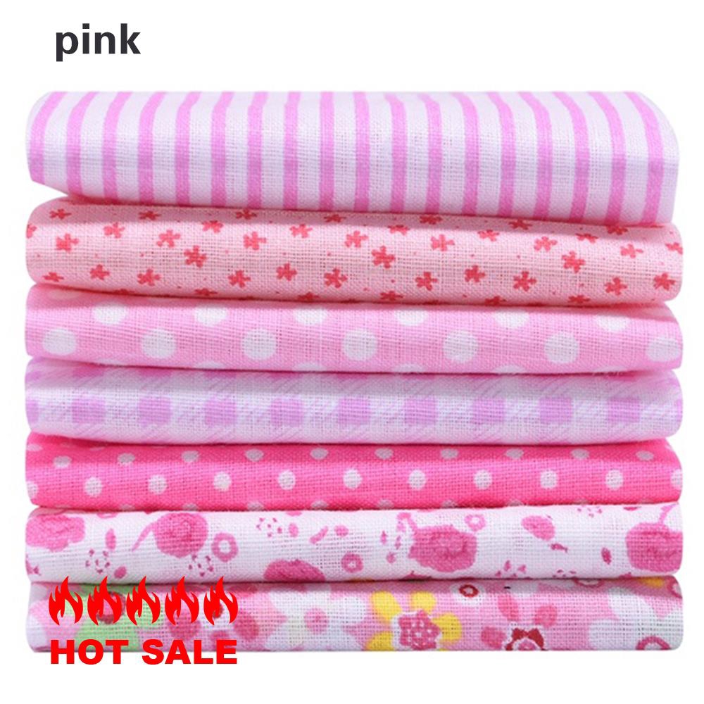 Set 7 Miếng Vải Cotton In Họa Tiết Dùng Để May Vá Quần Áo Búp Bê