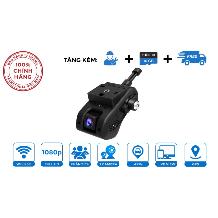 Camera hành trình 3G JC200 Xem Video Trực Tuyến - Định Vị - Wifi tặng 32gb + sim 4G