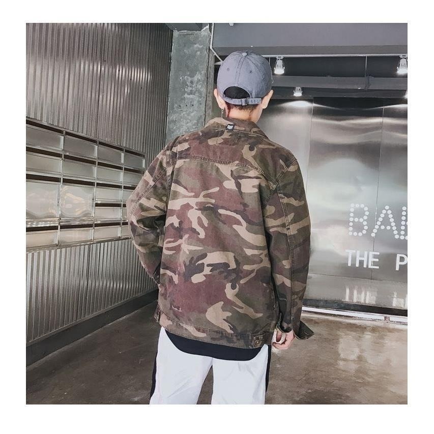 Áo khoác denim họa tiết rằn ri cá tính cho nam