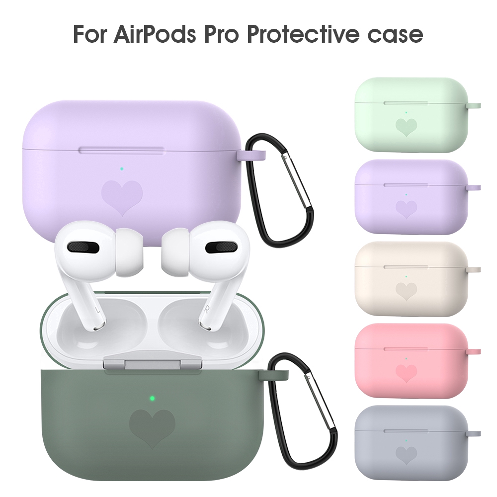 Vỏ bảo vệ hộp sạc tai nghe airpod pro bằng silicon có móc khoá màu kẹo tiện dụng