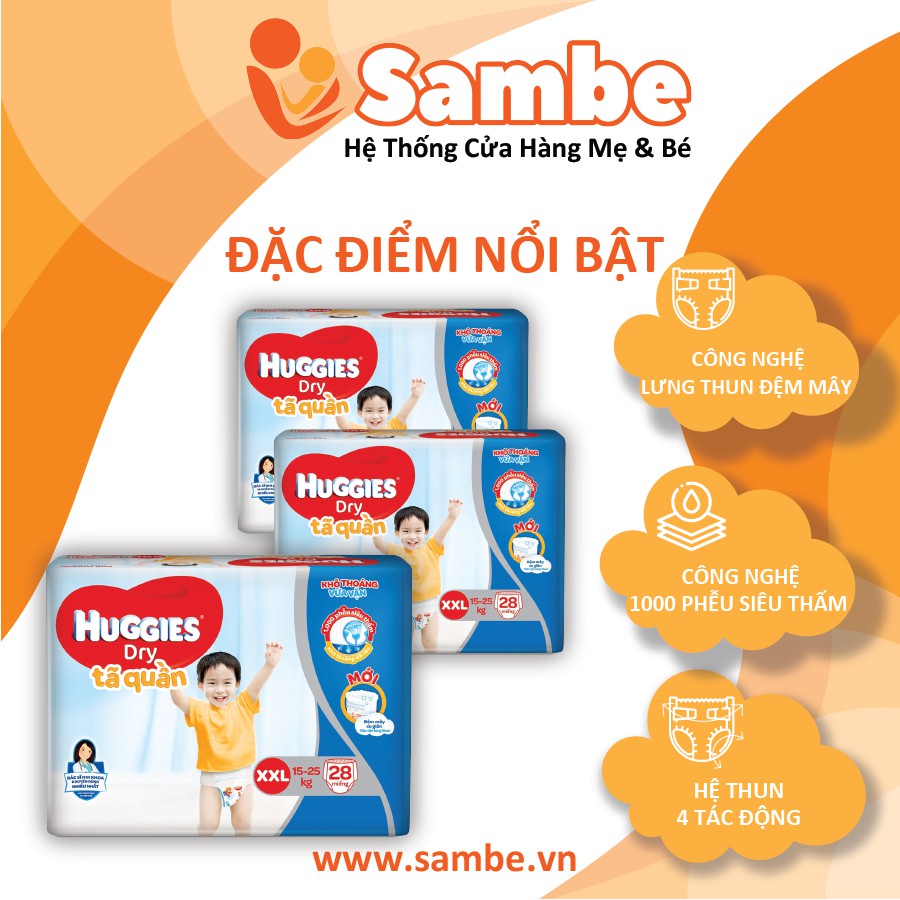 Tã quần Huggies size XXL 28 Miếng/ 30 Miếng/ 56 Miếng - Hàng Chính Hãng