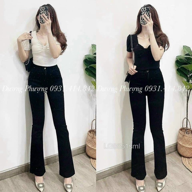 QUẦN JEANS LƯNG CAO ỐNG LOE
