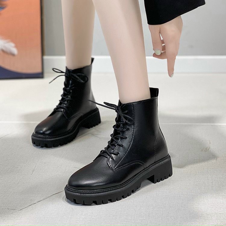 Bốt Nữ Hàn Quốc Dây Buộc Boot Nữ Công Sở Gót Vuông Da Sần và Da Lì siêu đẹp bốt đi học đi làm Hot trend năm 2021 | BigBuy360 - bigbuy360.vn