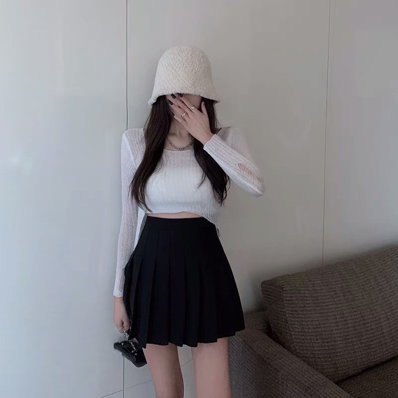 Chân váy chữ A dáng ngắn xếp ly lưng cao phong cách tennis xòe thời trang Quảng Châu cao cấp M08 | BigBuy360 - bigbuy360.vn