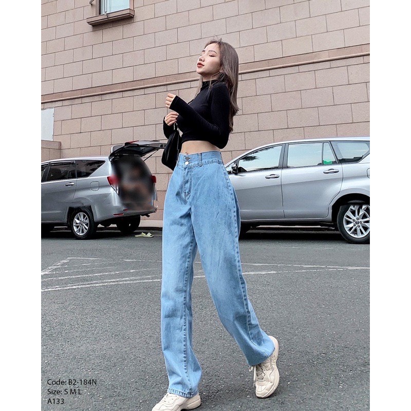 [HOT DEAL] QUẦN JEAN SUÔNG,Quần Jean Ống Rộng Nữ  Phong Cách Streetstyle, quần suông lưng cao 2 nút