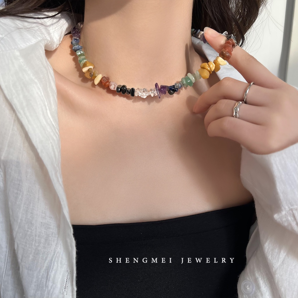 Vòng cổ Chuỗi Hạt Đá Tự Nhiên Màu Sắc Thời Trang