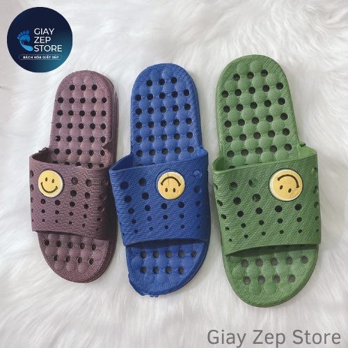 [Dép giá rẻ] Dép đi trong nhà, nhà tắm, công sở, Dép lỗ mặt cười nam nữ size 39-43