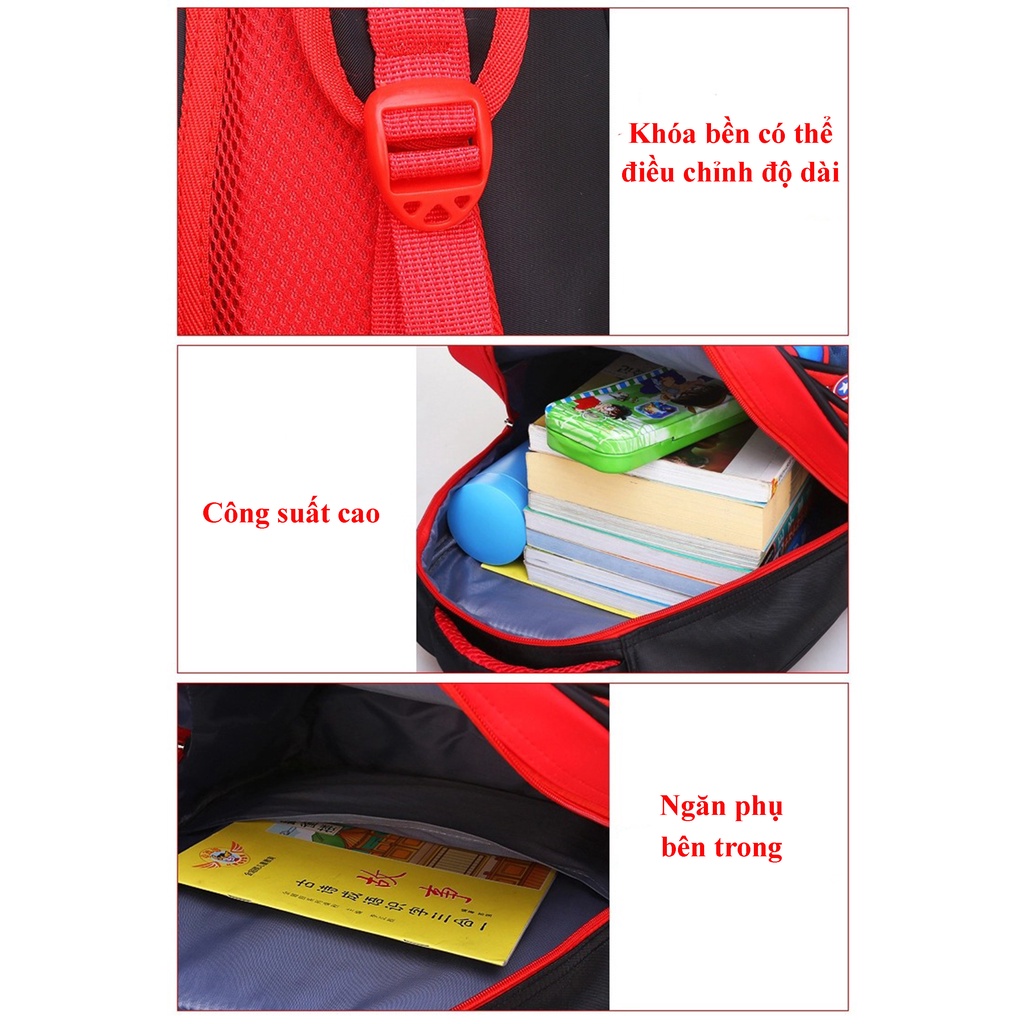 [Size42] Balo học sinh tiểu học cặp sách học sinh tiểu học, trung học cho bé trai hoạt tiết hoạt hình siêu nhân 3D