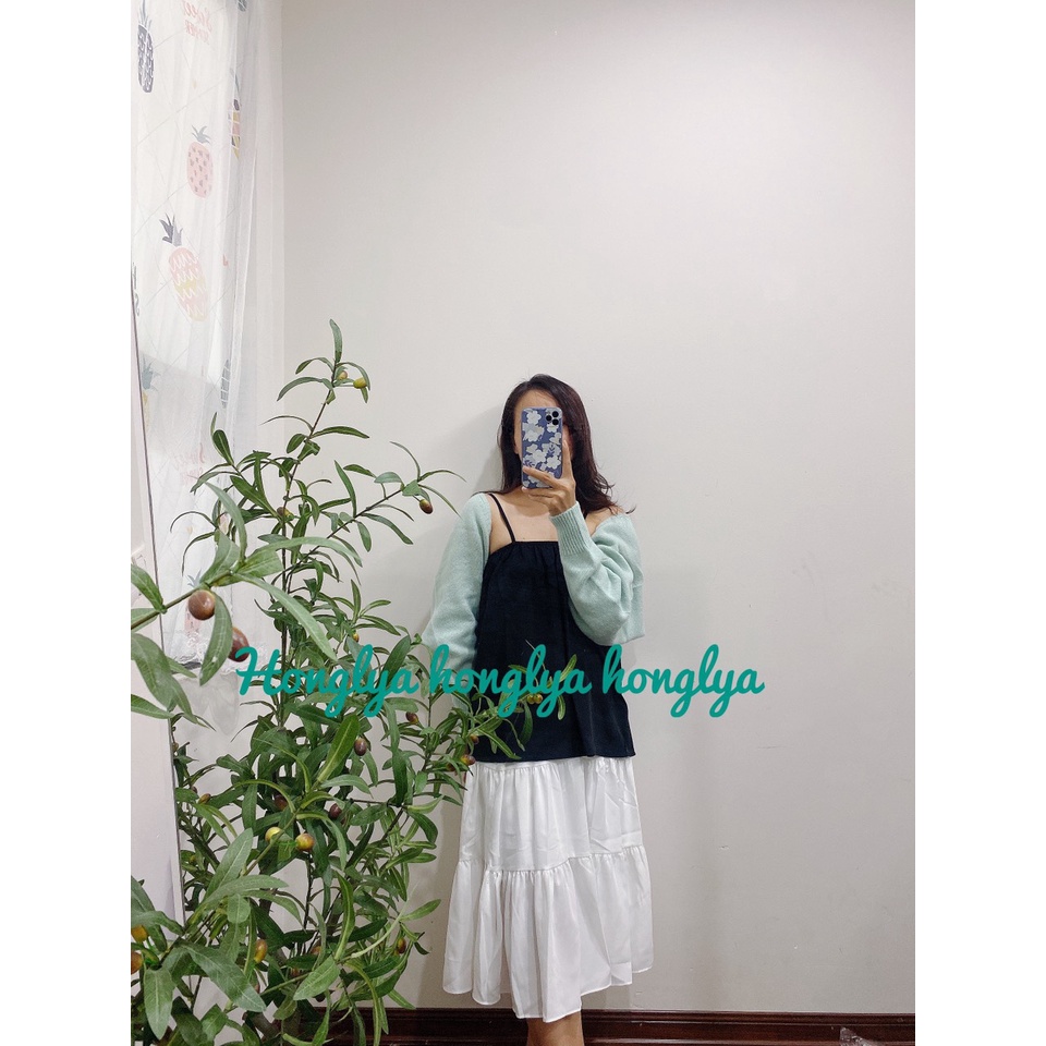 Áo len cadigan tay bồng dáng ngắn phong cách Ullzzáng