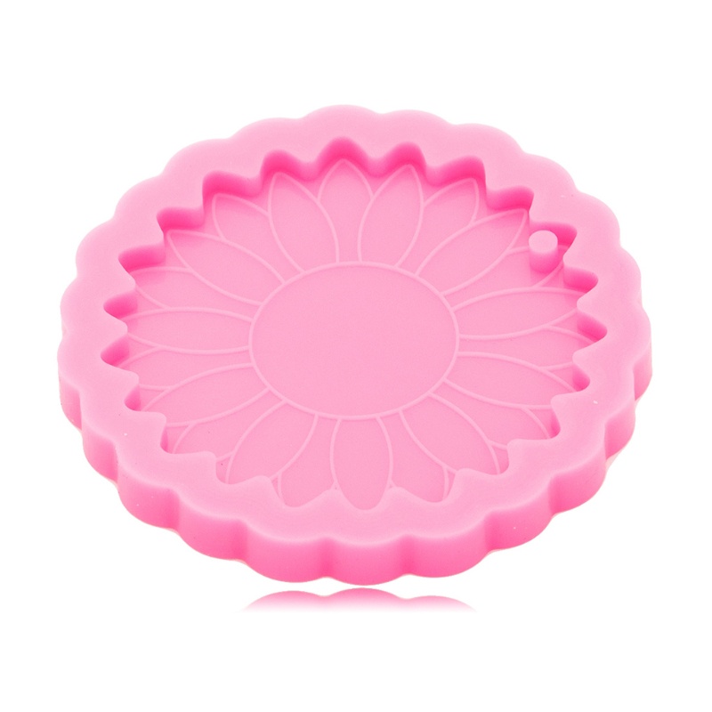 Khuôn Silicone Làm Móc Khóa Nhựa Epoxy Hình Hoa Hướng Dương