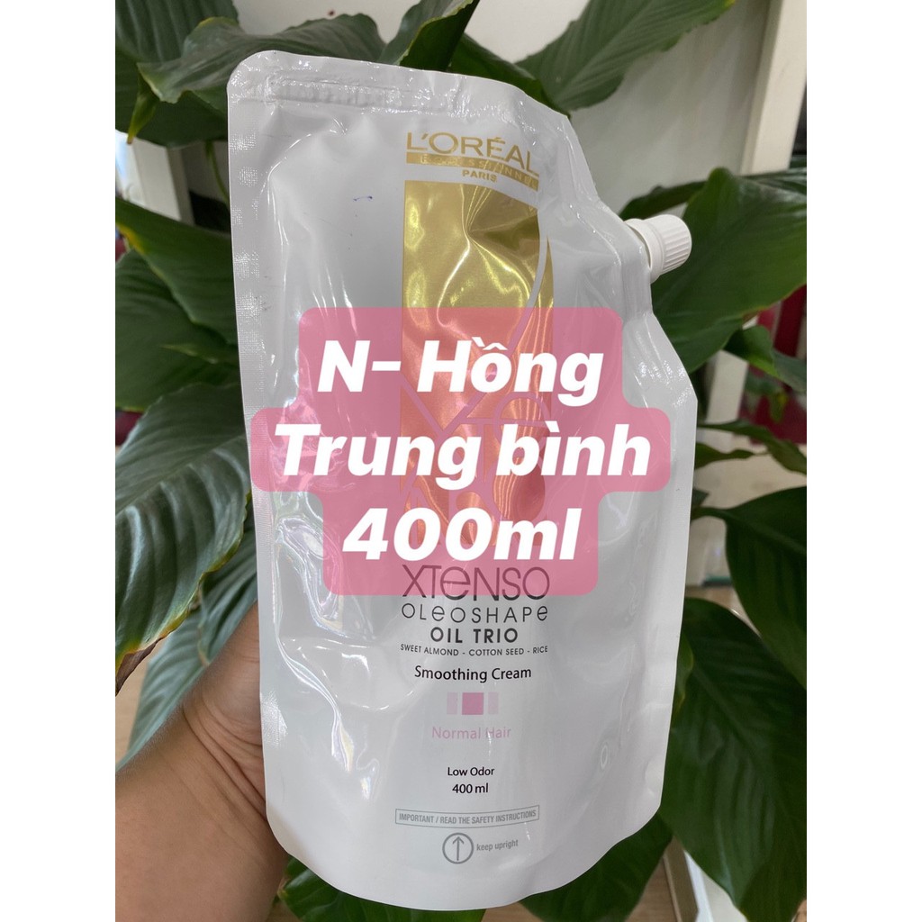 Thuốc duỗi, uốn tóc L'Oreal XTenso Oleo Shape Smoothing Cream 400ml*2 dành cho tóc trung bình