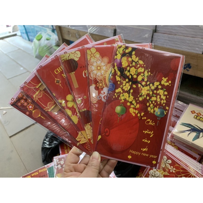 Bộ thiếp và phong bì chúc mừng năm mới ( Tập 10 bộ)