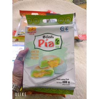 [ ĐẶC SẢN VIỆT ] 01 Hộp 12 cái (480gr) Bánh pía trứng muối kim sa tan chảy đậu xanh lá dứa Tân Huê Viên (Date: 75 ngày)
