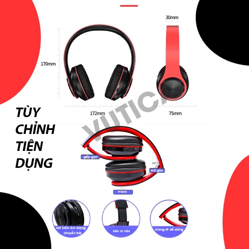 Tai nghe chụp tai bluetooh B39 có míc led RGB kết nối V5.0 tặng kèm giắc âm thanh 2.5 bass trầm pin trâu