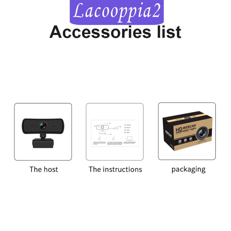 [LACOOPPIA2] Digital 1440P HD Webcam 2K USB 2.0 Camera Cam Video Recording Built-in Mic