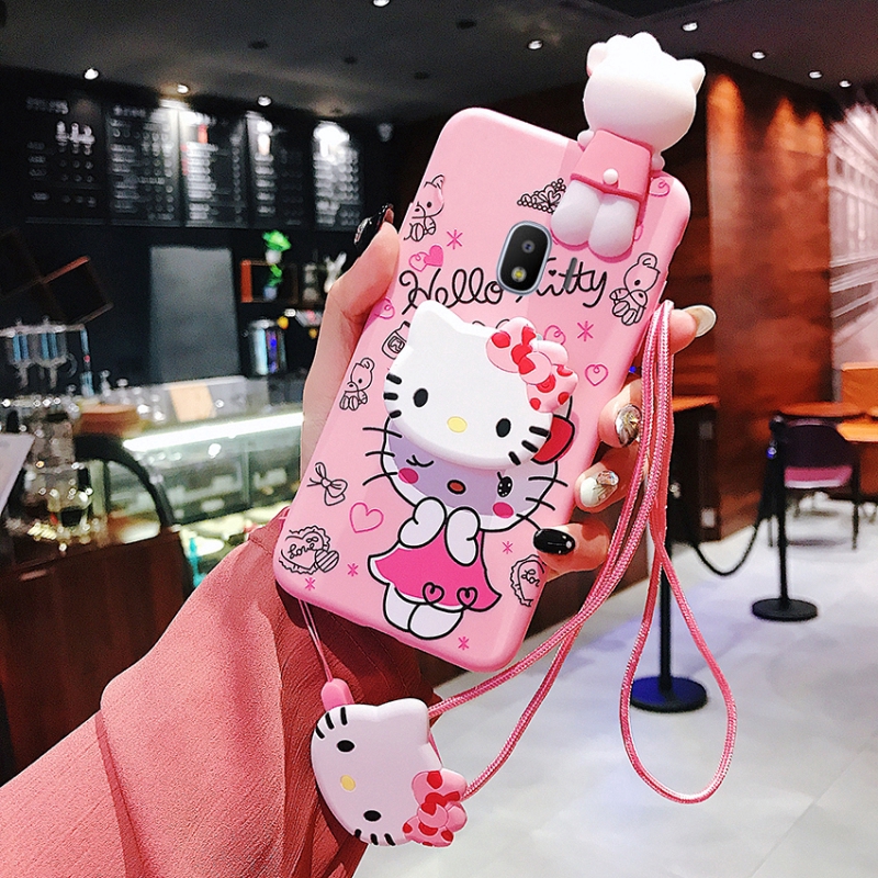 ốp lưng samsung Silicon Mềm In Hình Hello Kitty Có Dây Đeo Xinh Xắn Cho Samsung Galaxy J2 Pro J7 Pro