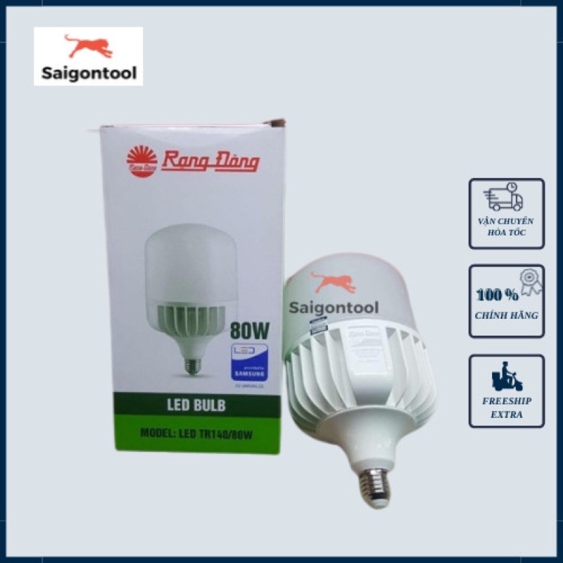 Bóng đèn LED Trụ 80w Rạng Đông Thân Nhôm - gồm 2 màu trắng và vàng - hàng chính hãng
