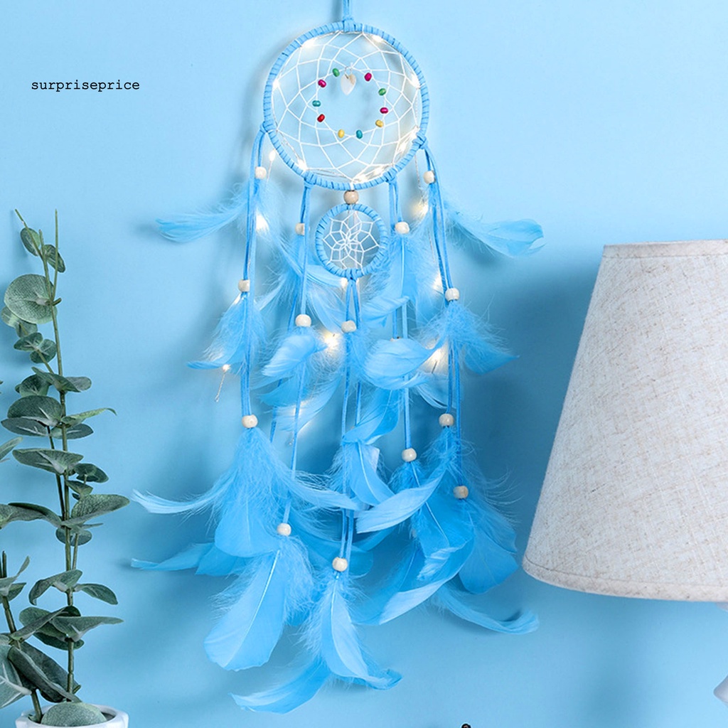 Vòng Bắt Giấc Mơ Dệt Tay Có Đèn LED Trang Trí Nhà Ở