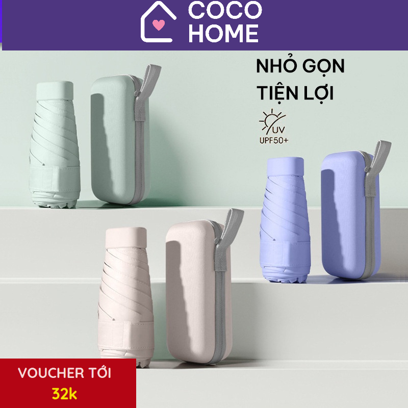 Ô dù gấp gọn cao cấp Coco Home cho xe hơi ô tô - Ô dù đi mưa, chống tia UV, gấp gọn bằng bàn tay