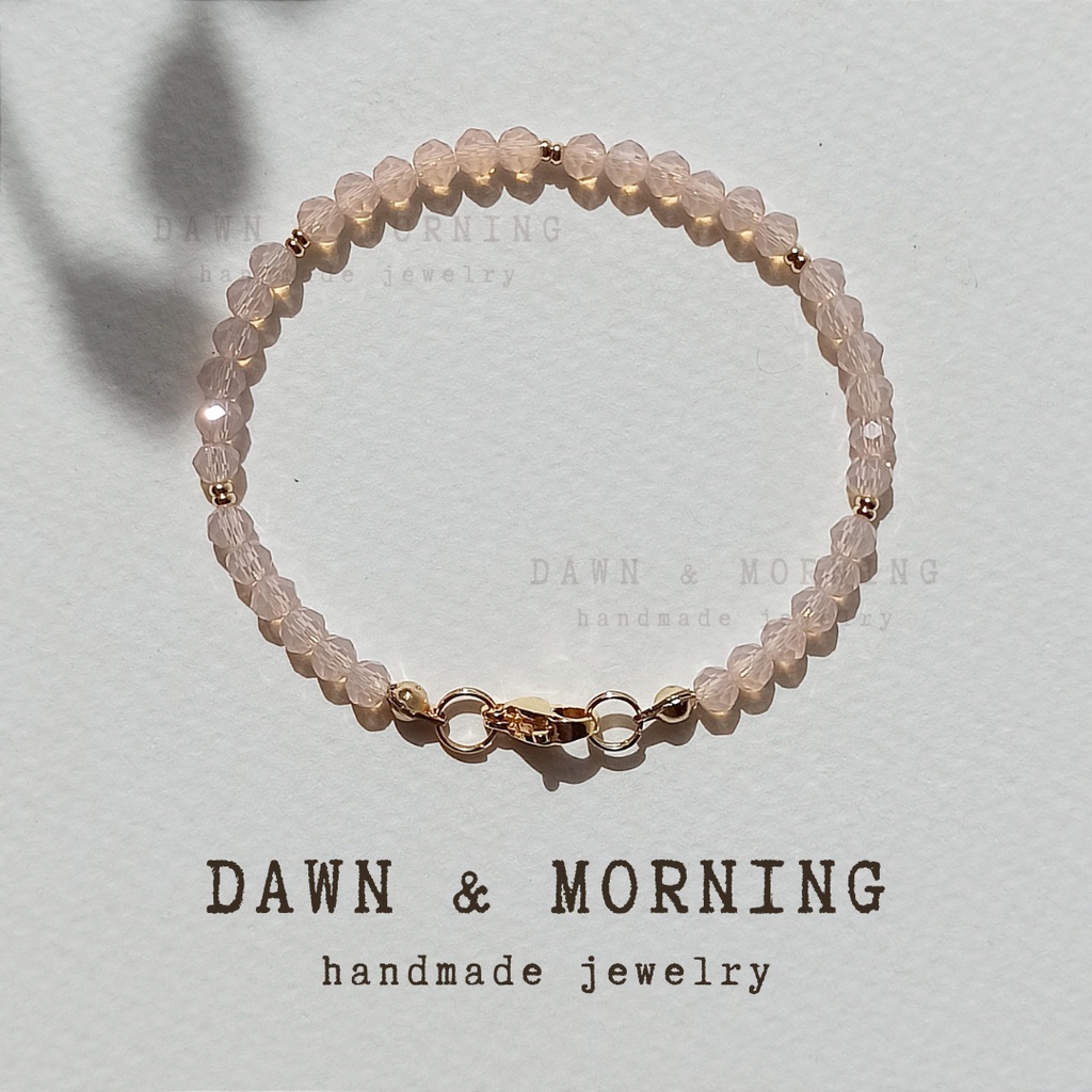 Hồng Carven ~4mm - Vòng tay nữ thủ công Dawn & Morning từ hạt pha lê thủy tinh giả ngọc phong cách Ins, tinh tế và nữ tí