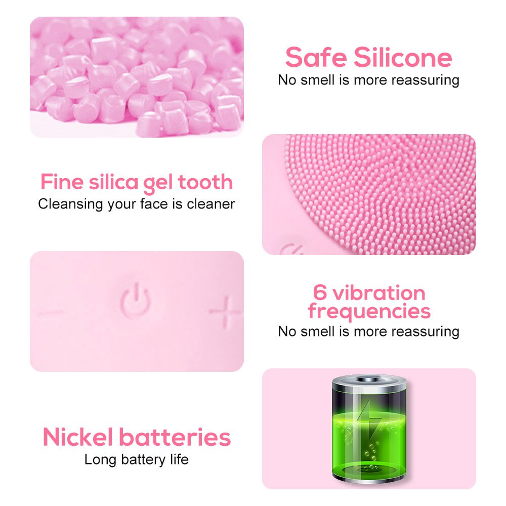 Máy Rửa Mặt Bằng Sóng Siêu Âm Mini Bằng Silicone Chất Lượng Cao