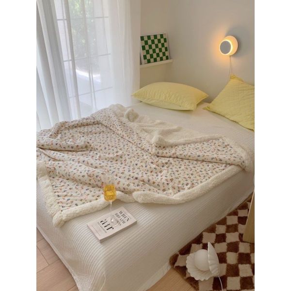 Chăn cừu mặt tuyết in họa tiết, chăn cừu cho bé kích thước 150x200cm