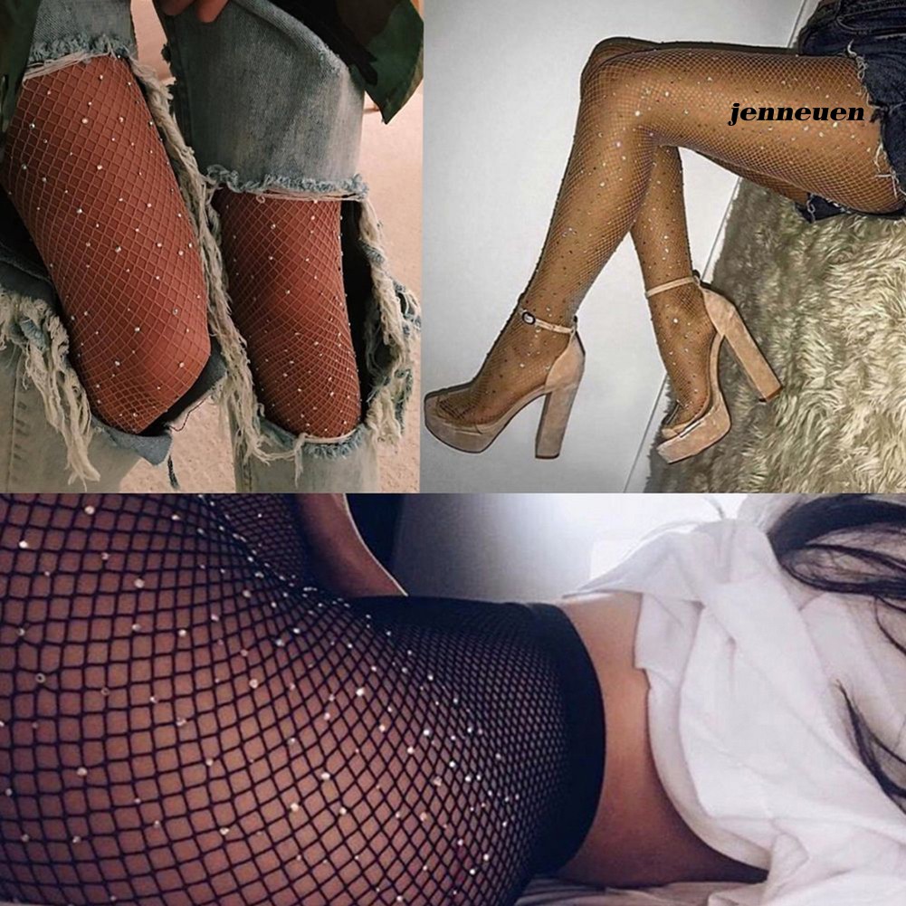 Quần Tất Lưới Co Giãn Đính Đá Lấp Lánh Quyến Rũ Cho Nữ