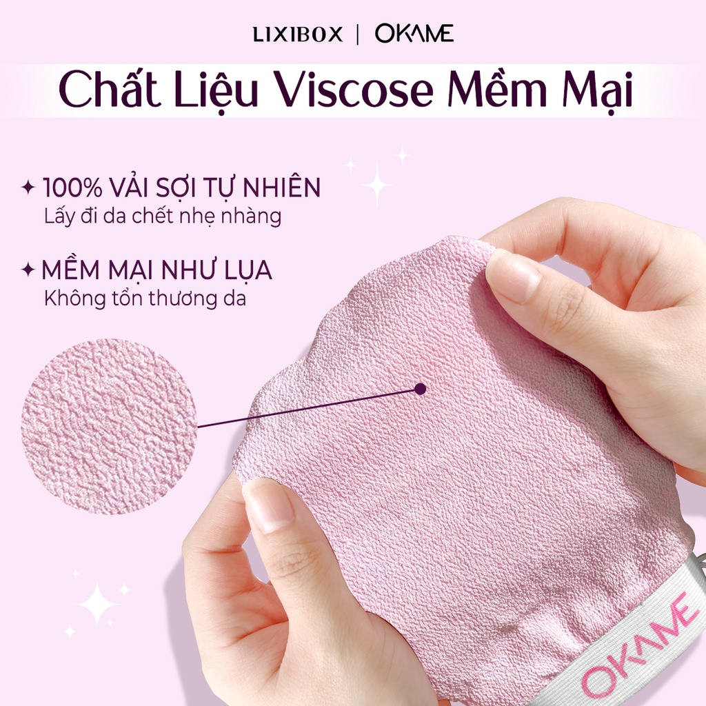 [Mã COSLXT5 giảm 10% đơn 600K] Bao Tay Lụa Tẩy Da Chết Ngừa Mụn Lưng Okame