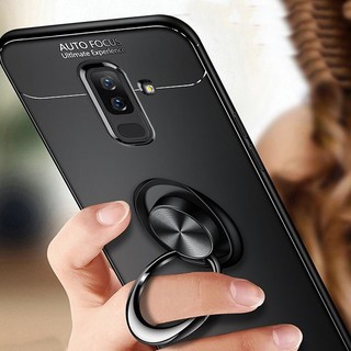 Ốp Lưng Auto Focus Samsung J8/ A6+  Cao Su Bracket Iring (Đen)