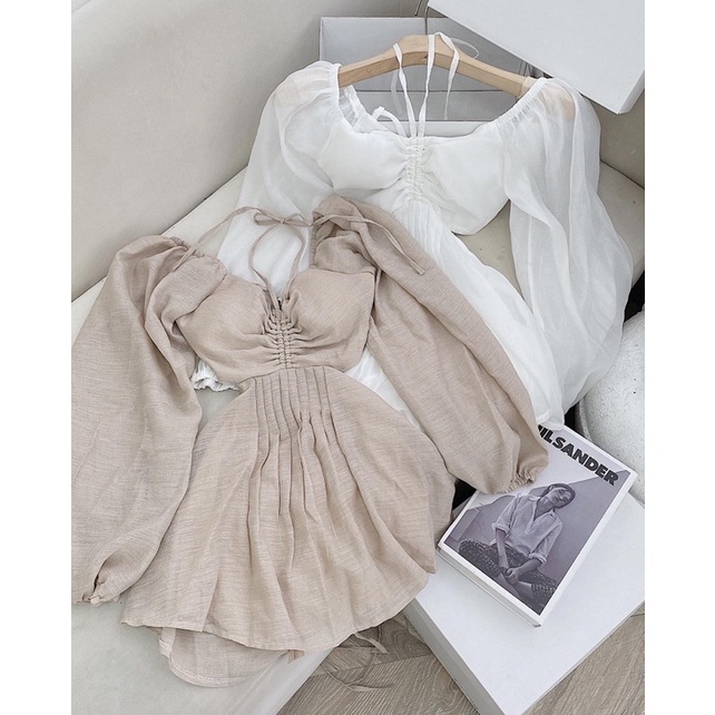 Set áo cutout nhún ngực đan dây lưng + quần short ( có bigsize ) H41