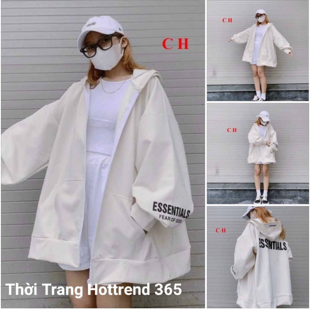 Áo Hoodie khóa ESEN form thụng unisex chất Nỉ Cotton