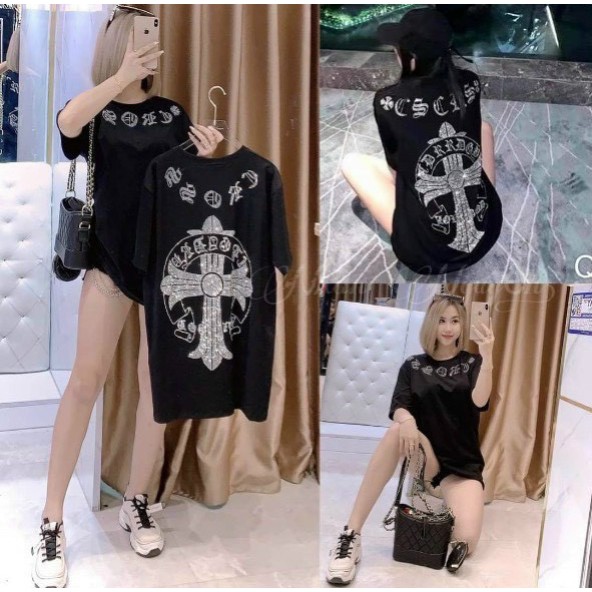 Áo Phông Đính Đá Chữ Thập Nam Nữ Fom Rộng Cao Cấp [XEM CLIP Ạ] Áo thun đẹp | BigBuy360 - bigbuy360.vn
