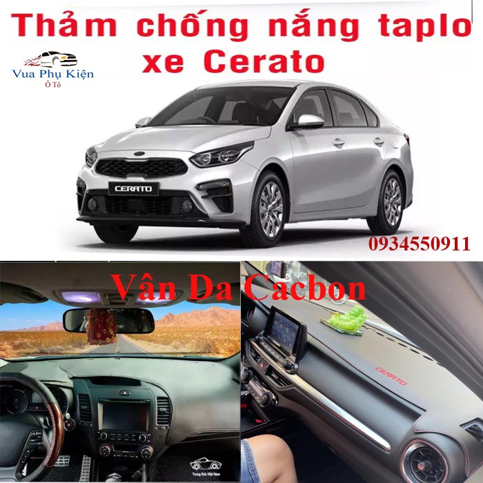 Thảm taplo da Vân cacbon kia Cerato k3 đời 2016-2019 cao cấp