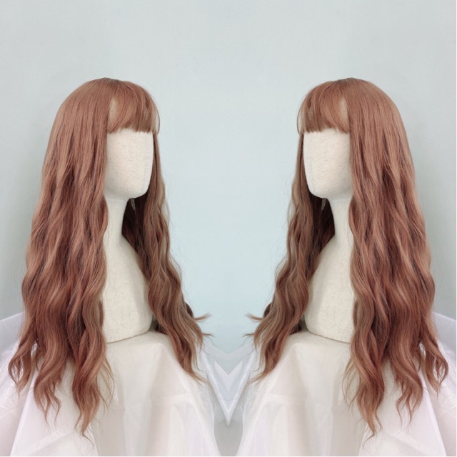 Tóc giả nữ cả đầu 🥰FREESHIP🥰 Tóc giả nguyên đầu xù lửng vàng hồng mẫu mới