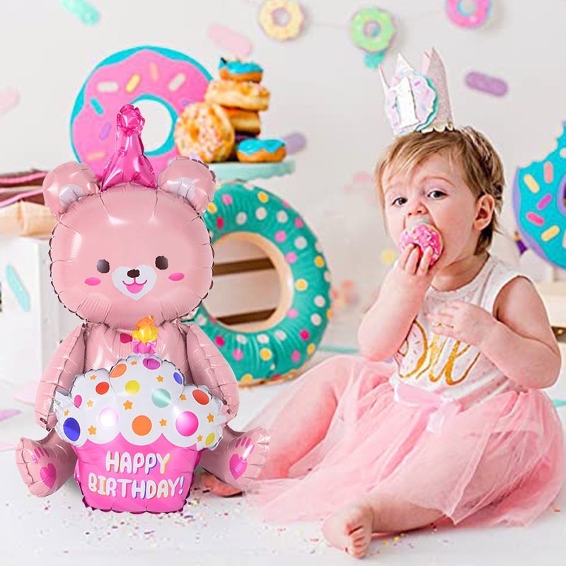 Bong Bóng Lá Nhôm Hình Chú Gấu Hoạt Hình Dễ Thương Dùng Trang Trí Tiệc Sinh Nhật / Nhà Tắm Cho Bé Gái