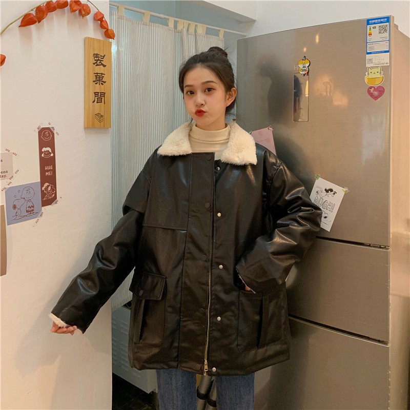 Áo da nữ lót lông cực ấm