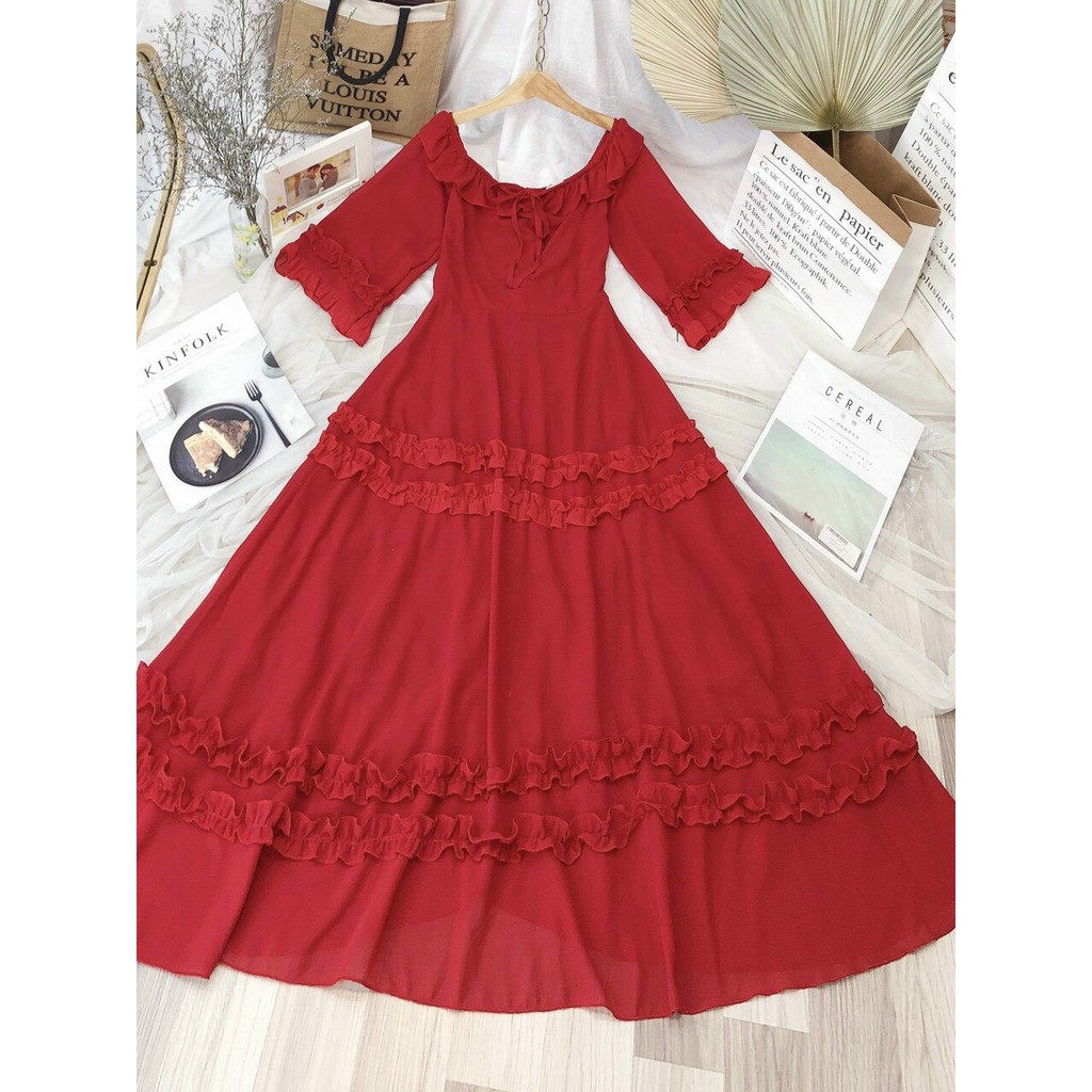 Đầm Maxi Đi Biển, Váy Maxi Đi Biển V115, Chất Voan, Mềm Mát, Màu Đỏ, Siêu Phẩm Của Tín Đồ Sống Ảo, Nhìn Là Mê. | BigBuy360 - bigbuy360.vn