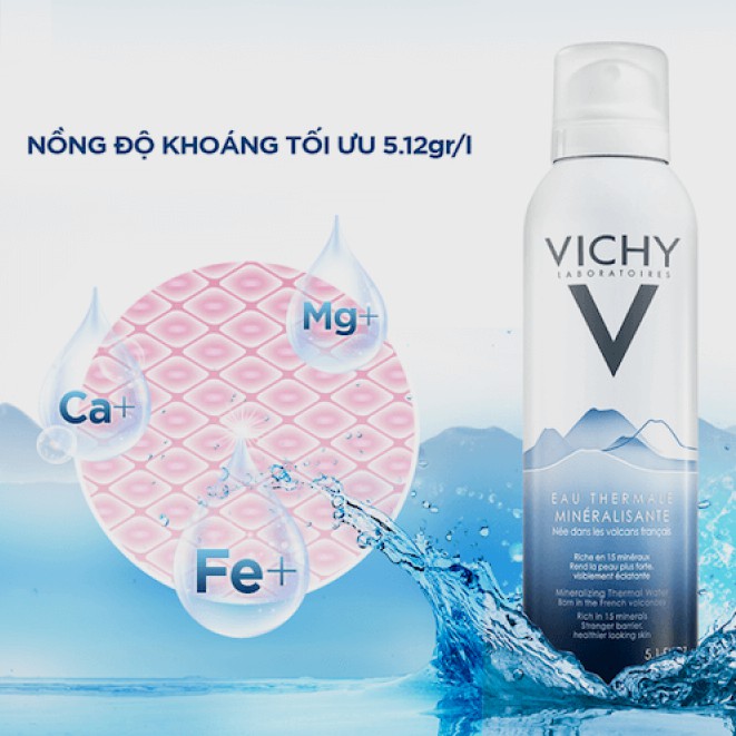 Xịt khoáng Vichy Mineralizing Thermal Water 300ml cấp ẩm, dưỡng da, chống lão hóa
