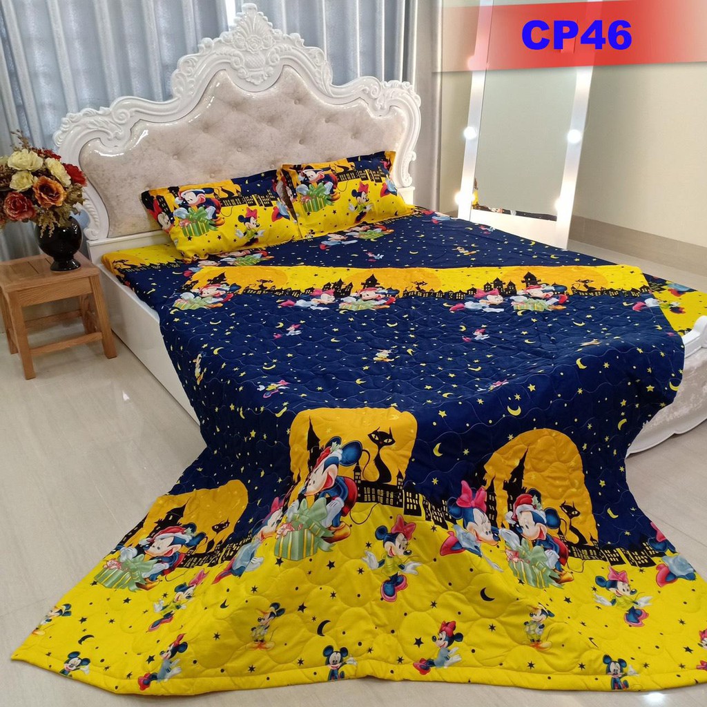 Bộ chăn ga cotton Poly cao cấp 5 món Set chăn hè điều hòa