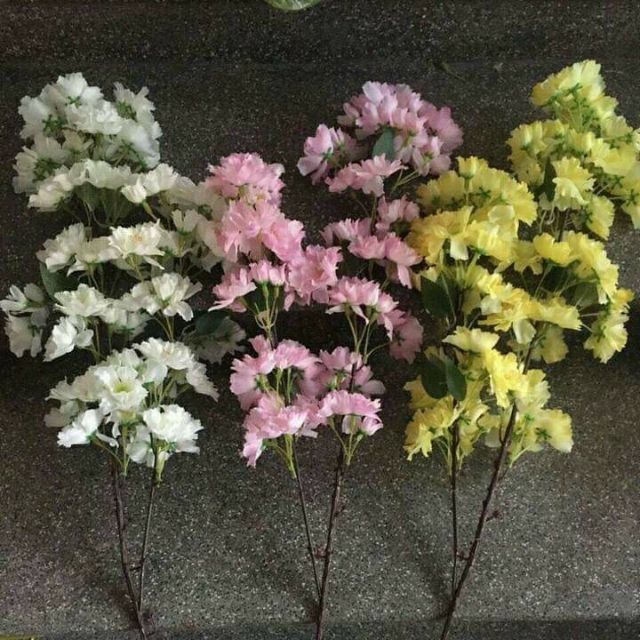 Cành hoa anh đào Nhật Bản 1m làm cây đào nhân tạo, hoa giả trang trí nhà cửa, sân vườn, nhà hàng, khách sạn