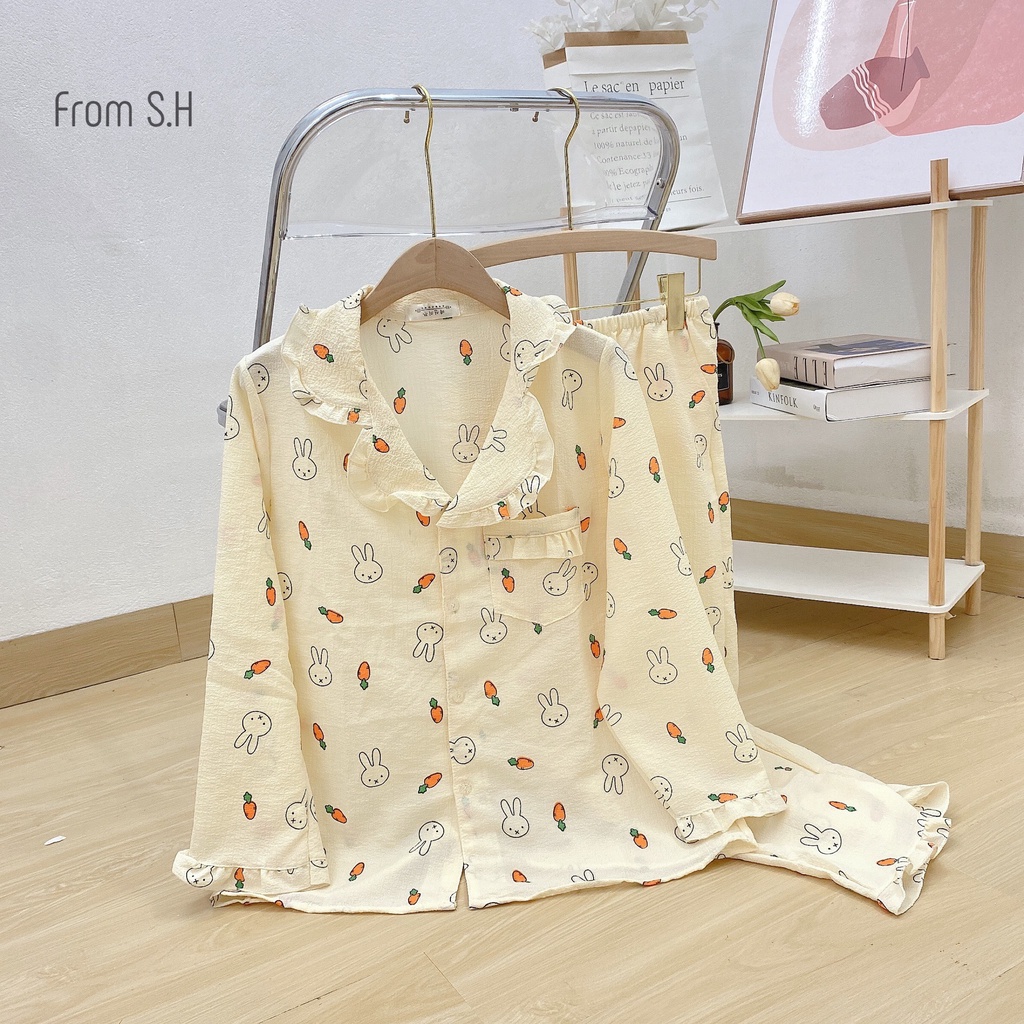 BỘ ĐỒ NGỦ MẶC NHÀ DÀI TAY ĐŨI XỐP HÌNH HOT 2022