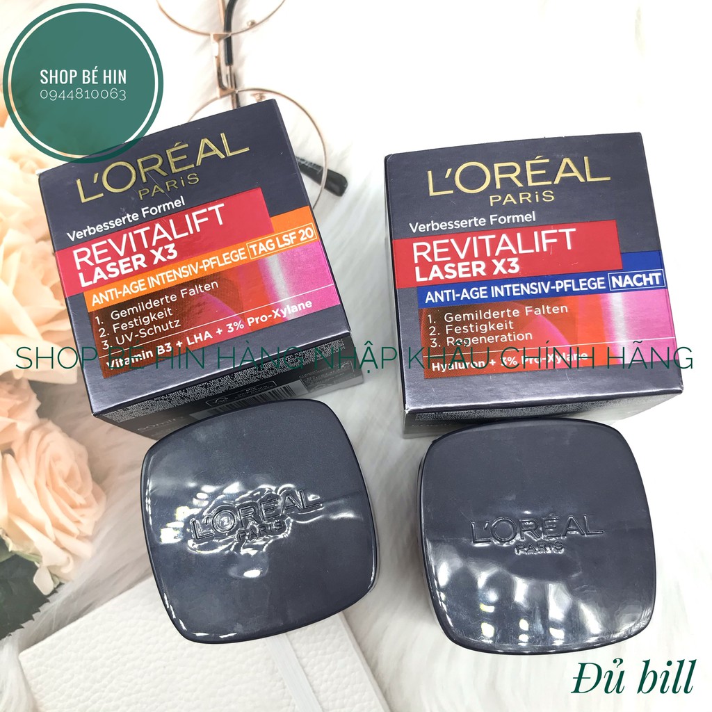 (Bill Đức) Kem dưỡng da Loreal ngày và đêm Loreal Vitalift Laser X3 chống lão hoá da, trẻ hoá làn da dành cho tuổi 35+