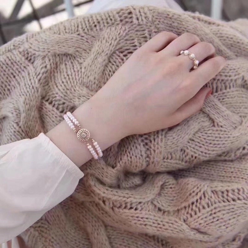 Vòng tay hạt đôi size 6-7ly màu trắng