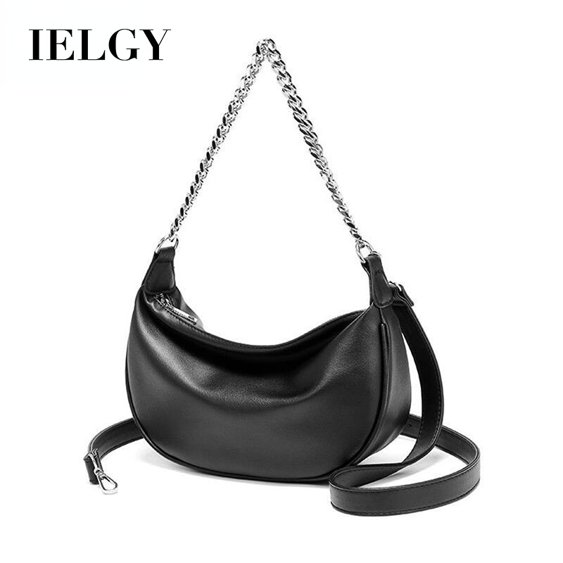 Túi xách IELGY hình bán nguyệt phối dây xích phong cách retro dành cho nữ