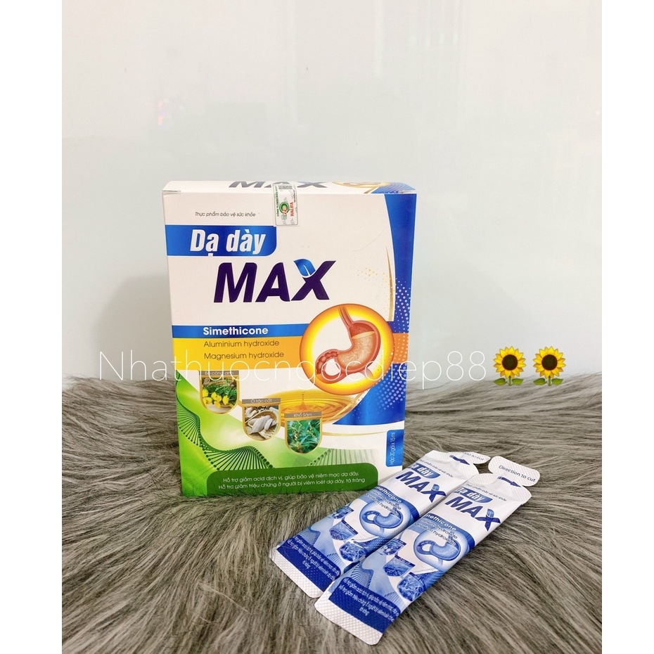 Gảm đau Dạ Dày Max - bảo vệ niêm mạc dạ dày, giảm viêm loét dạ dày tá tràng, trào ngược hiệu quả - Hộp 20 gói